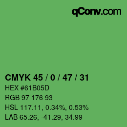 颜色代码: CMYK 45 / 0 / 47 / 31 | qconv.com