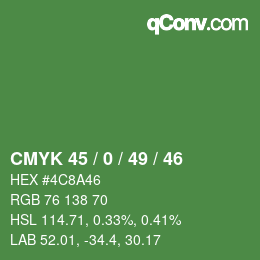 Color code: CMYK 45 / 0 / 49 / 46 | qconv.com