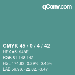 Color code: CMYK 45 / 0 / 4 / 42 | qconv.com