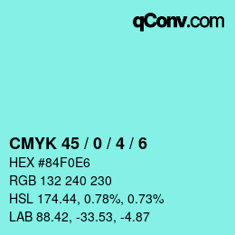 Color code: CMYK 45 / 0 / 4 / 6 | qconv.com