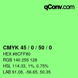 Color code: CMYK 45 / 0 / 50 / 0 | qconv.com