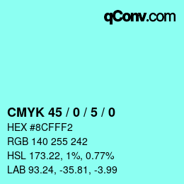 Color code: CMYK 45 / 0 / 5 / 0 | qconv.com