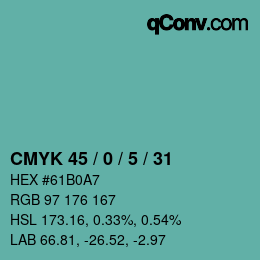 Color code: CMYK 45 / 0 / 5 / 31 | qconv.com