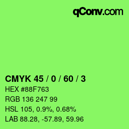 颜色代码: CMYK 45 / 0 / 60 / 3 | qconv.com