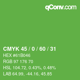 颜色代码: CMYK 45 / 0 / 60 / 31 | qconv.com