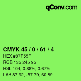 颜色代码: CMYK 45 / 0 / 61 / 4 | qconv.com