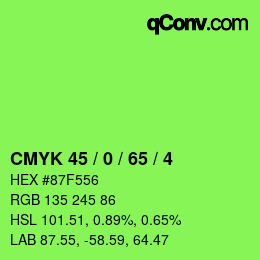 Color code: CMYK 45 / 0 / 65 / 4 | qconv.com