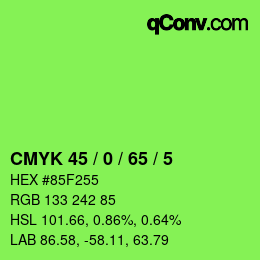 カラーコード: CMYK 45 / 0 / 65 / 5 | qconv.com