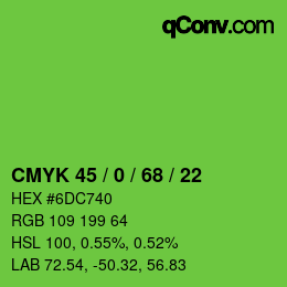 Farbcode: CMYK 45 / 0 / 68 / 22 | qconv.com