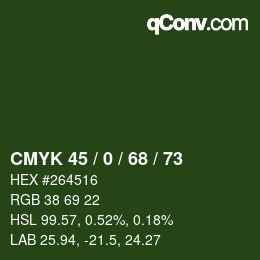 Color code: CMYK 45 / 0 / 68 / 73 | qconv.com