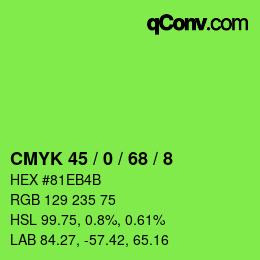 Color code: CMYK 45 / 0 / 68 / 8 | qconv.com