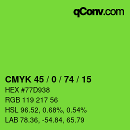 Color code: CMYK 45 / 0 / 74 / 15 | qconv.com