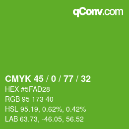 Color code: CMYK 45 / 0 / 77 / 32 | qconv.com