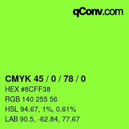 Código de color: CMYK 45 / 0 / 78 / 0 | qconv.com
