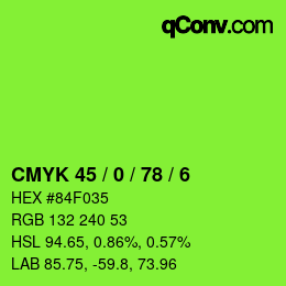 Color code: CMYK 45 / 0 / 78 / 6 | qconv.com
