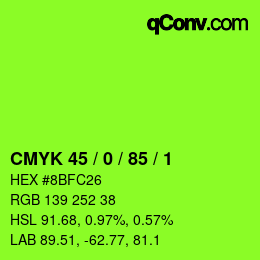 Color code: CMYK 45 / 0 / 85 / 1 | qconv.com