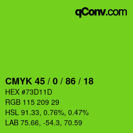 Farbcode: CMYK 45 / 0 / 86 / 18 | qconv.com