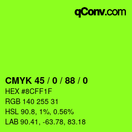 颜色代码: CMYK 45 / 0 / 88 / 0 | qconv.com