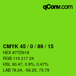 颜色代码: CMYK 45 / 0 / 89 / 15 | qconv.com