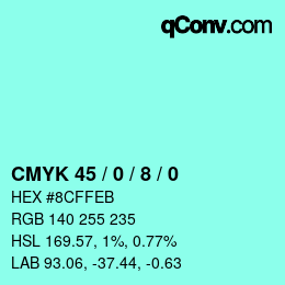 カラーコード: CMYK 45 / 0 / 8 / 0 | qconv.com