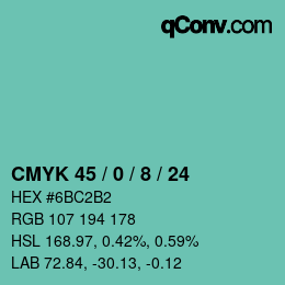 カラーコード: CMYK 45 / 0 / 8 / 24 | qconv.com