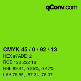 カラーコード: CMYK 45 / 0 / 92 / 13 | qconv.com