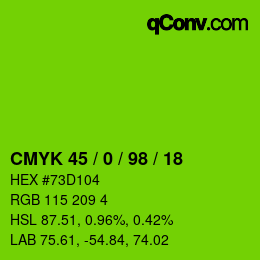 Farbcode: CMYK 45 / 0 / 98 / 18 | qconv.com
