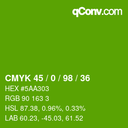 颜色代码: CMYK 45 / 0 / 98 / 36 | qconv.com
