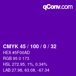 颜色代码: CMYK 45 / 100 / 0 / 32 | qconv.com