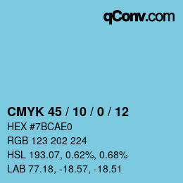 Color code: CMYK 45 / 10 / 0 / 12 | qconv.com