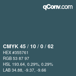 Código de color: CMYK 45 / 10 / 0 / 62 | qconv.com