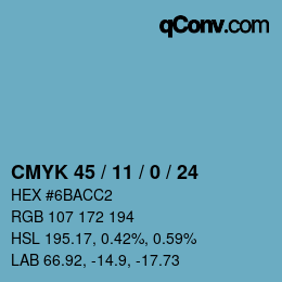 カラーコード: CMYK 45 / 11 / 0 / 24 | qconv.com