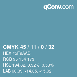 颜色代码: CMYK 45 / 11 / 0 / 32 | qconv.com