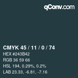 Código de color: CMYK 45 / 11 / 0 / 74 | qconv.com