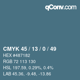 Color code: CMYK 45 / 13 / 0 / 49 | qconv.com