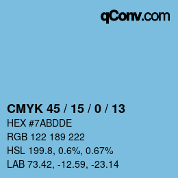 颜色代码: CMYK 45 / 15 / 0 / 13 | qconv.com