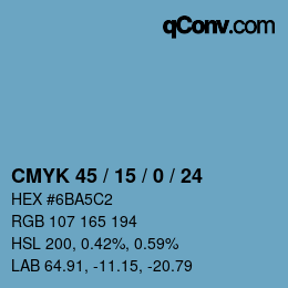 颜色代码: CMYK 45 / 15 / 0 / 24 | qconv.com
