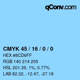 カラーコード: CMYK 45 / 16 / 0 / 0 | qconv.com