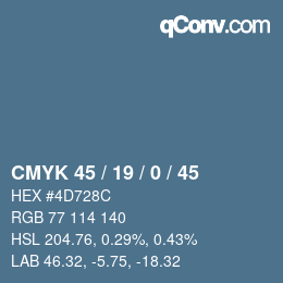 Color code: CMYK 45 / 19 / 0 / 45 | qconv.com