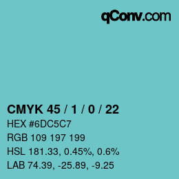 カラーコード: CMYK 45 / 1 / 0 / 22 | qconv.com