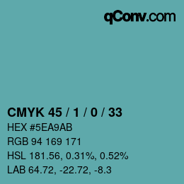 Color code: CMYK 45 / 1 / 0 / 33 | qconv.com