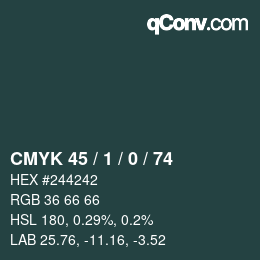 カラーコード: CMYK 45 / 1 / 0 / 74 | qconv.com