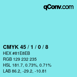 Color code: CMYK 45 / 1 / 0 / 8 | qconv.com
