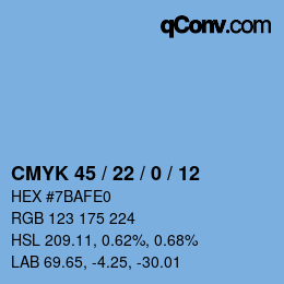 颜色代码: CMYK 45 / 22 / 0 / 12 | qconv.com