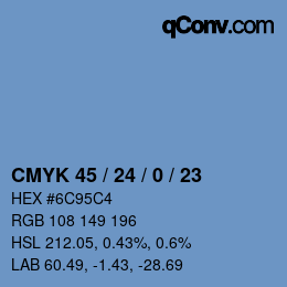 カラーコード: CMYK 45 / 24 / 0 / 23 | qconv.com
