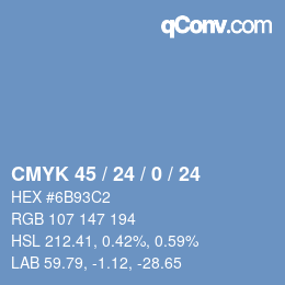 カラーコード: CMYK 45 / 24 / 0 / 24 | qconv.com