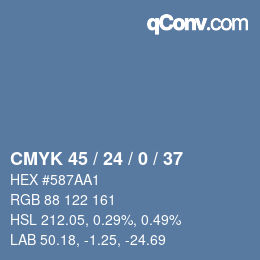 カラーコード: CMYK 45 / 24 / 0 / 37 | qconv.com