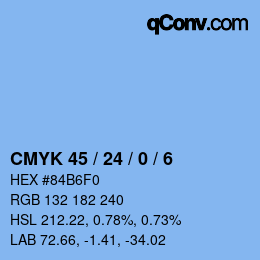 カラーコード: CMYK 45 / 24 / 0 / 6 | qconv.com