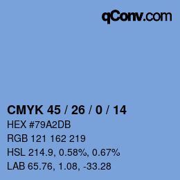颜色代码: CMYK 45 / 26 / 0 / 14 | qconv.com