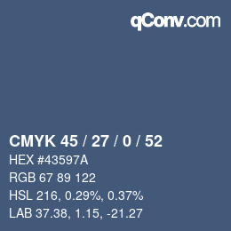 Código de color: CMYK 45 / 27 / 0 / 52 | qconv.com